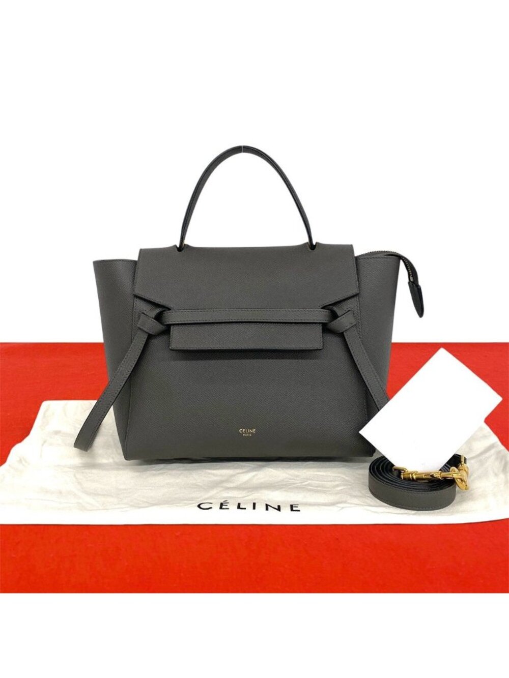 Celine Belt Bag Micro Leather 2-Way Mini Tote Gray
